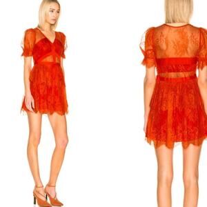Self Portrait Floral Fine Lace Mini Dress.